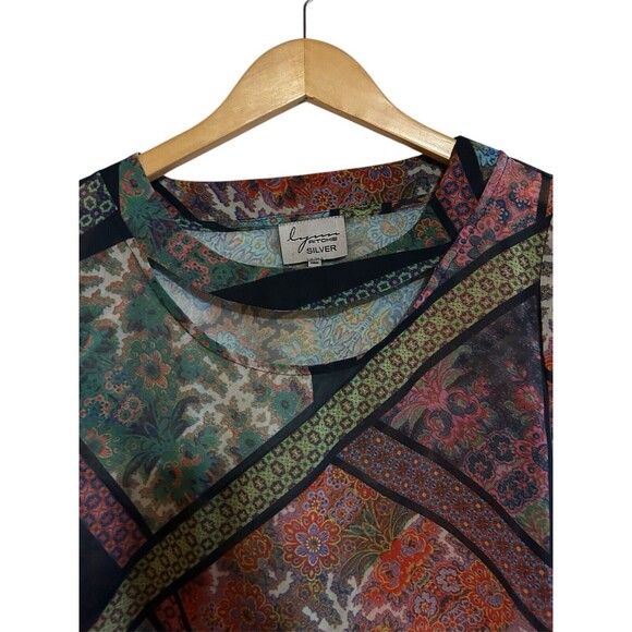 lynn ritchie silver tunic with cutout neckline‎ and matching camisole Sz M - Picture 2 of 7